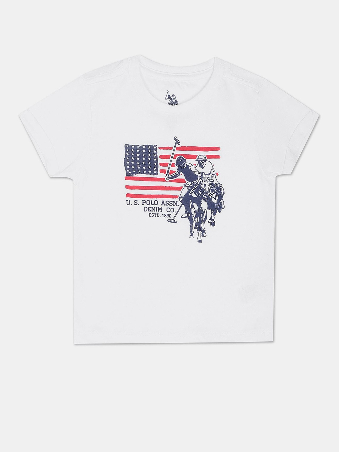

U.S. Polo Assn. Kids Boys Typography Printed Pure Cotton T-shirt, White
