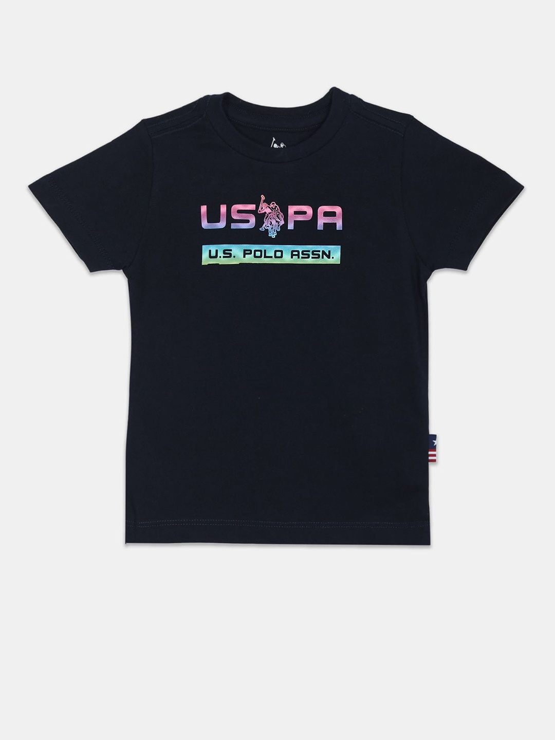 

U.S. Polo Assn. Kids Boys Brand Logo Printed Pure Cotton T-shirt, Navy blue