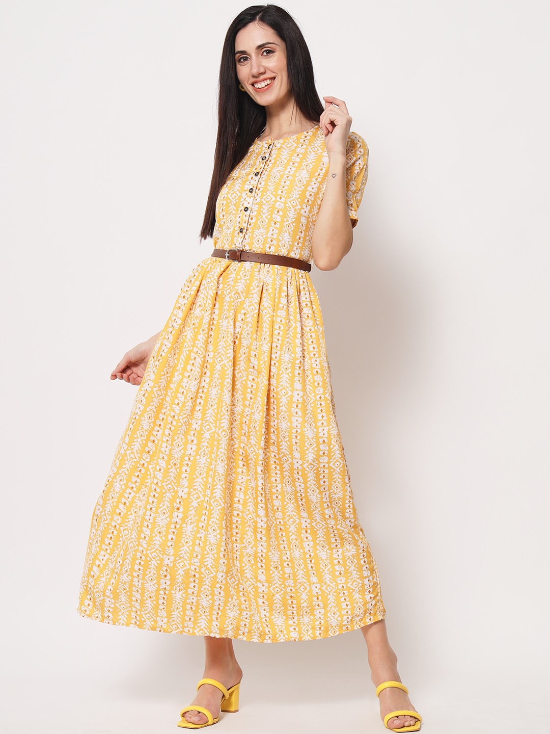 

Kannan Ethnic Motifs Maxi Dress, Yellow