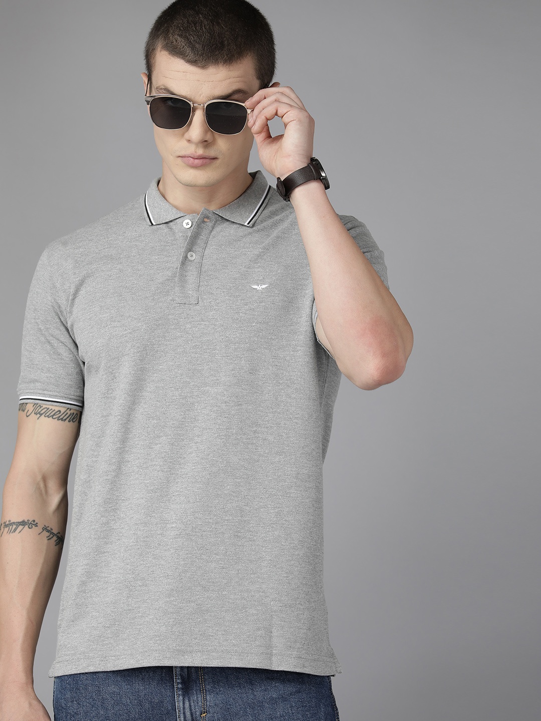 

Park Avenue Slim Fit Polo T-shirt, Grey melange