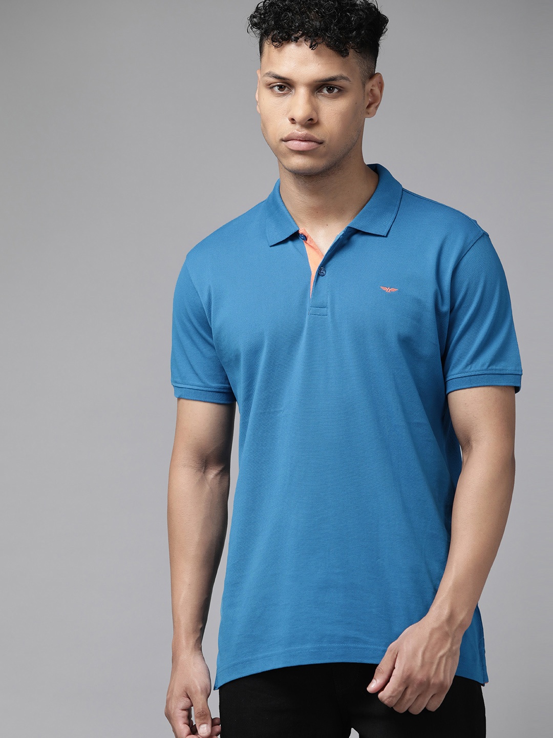 

Park Avenue Polo Collar Pure Cotton Slim Fit T-shirt, Blue