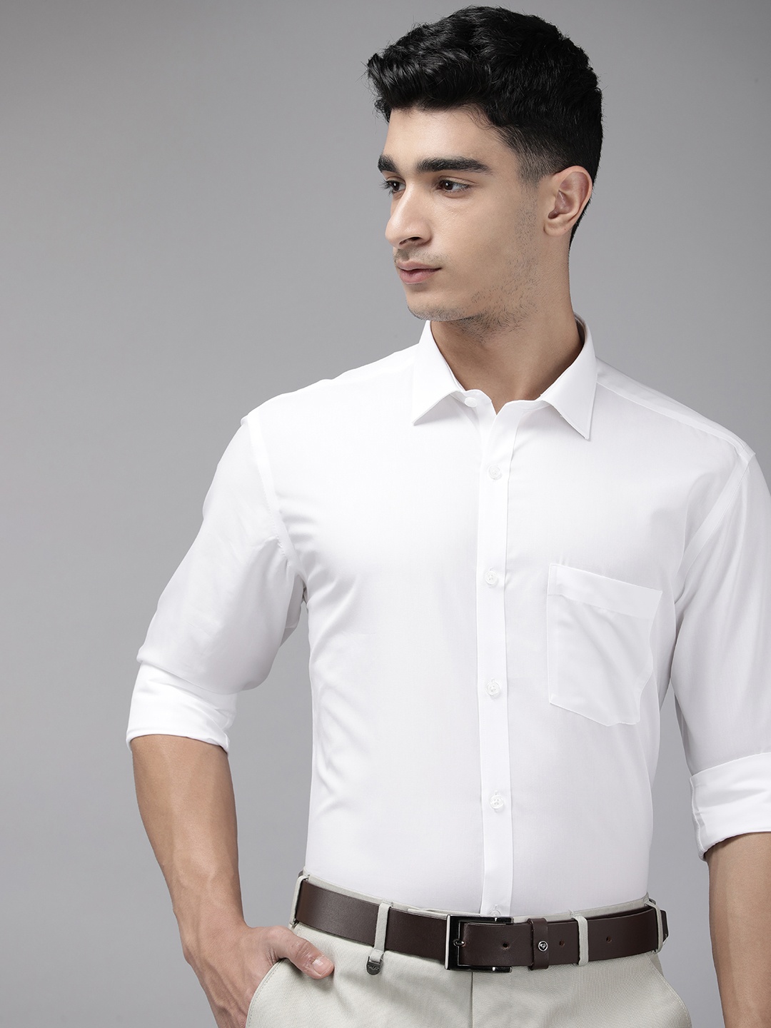 

Park Avenue Solid Slim Fit Pure Cotton Formal Shirt, White