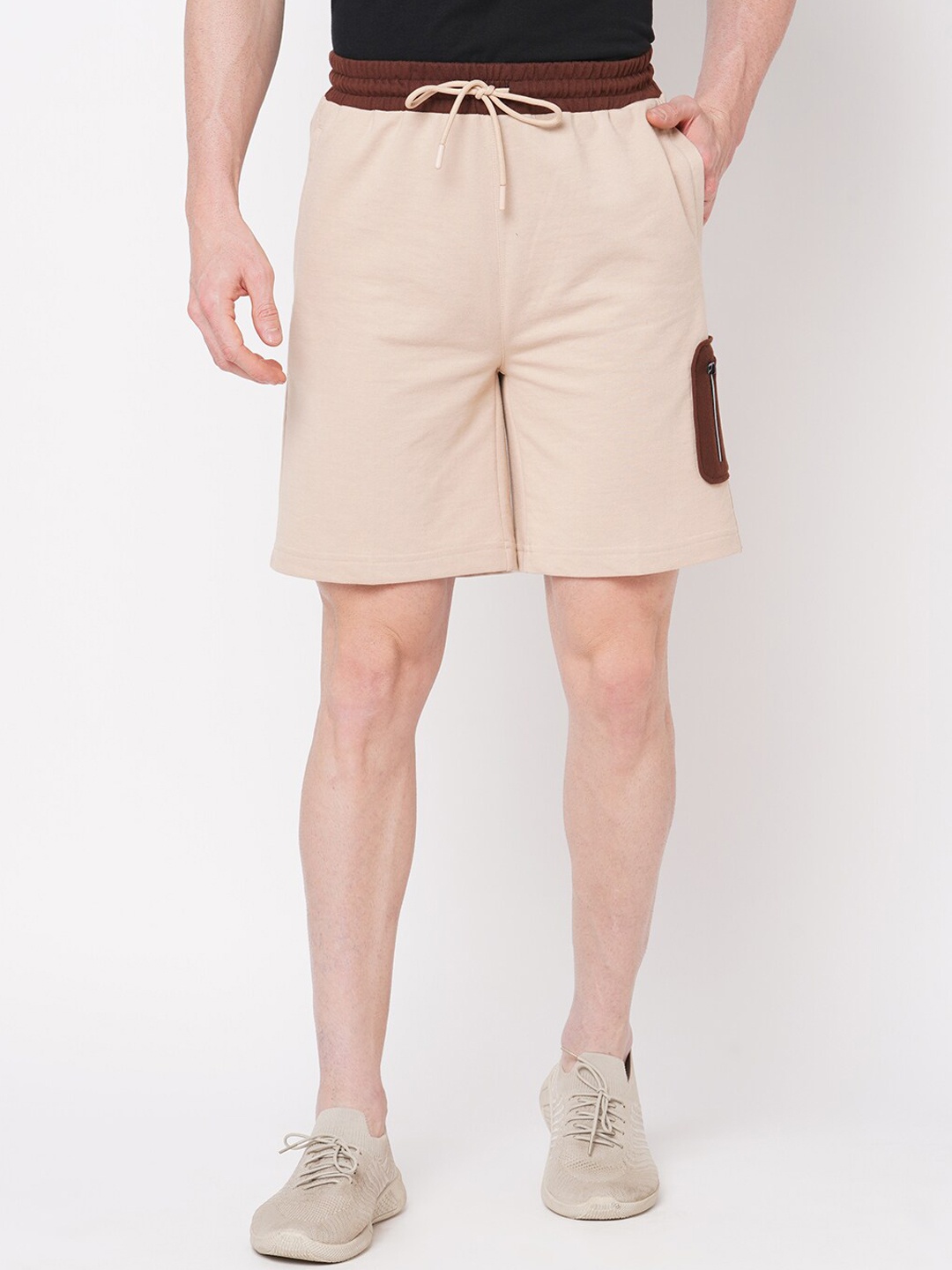 

FiTZ Men Slim Fit Sports Shorts, Beige