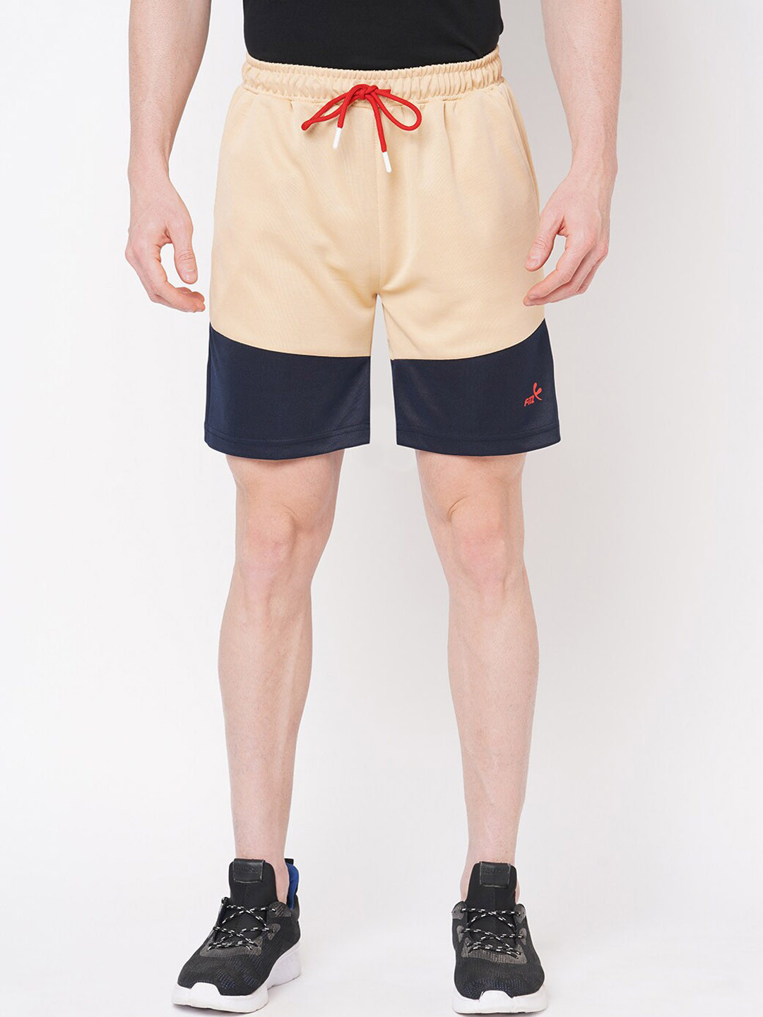

FiTZ Men Colourblocked Outdoor Sports Shorts, Beige