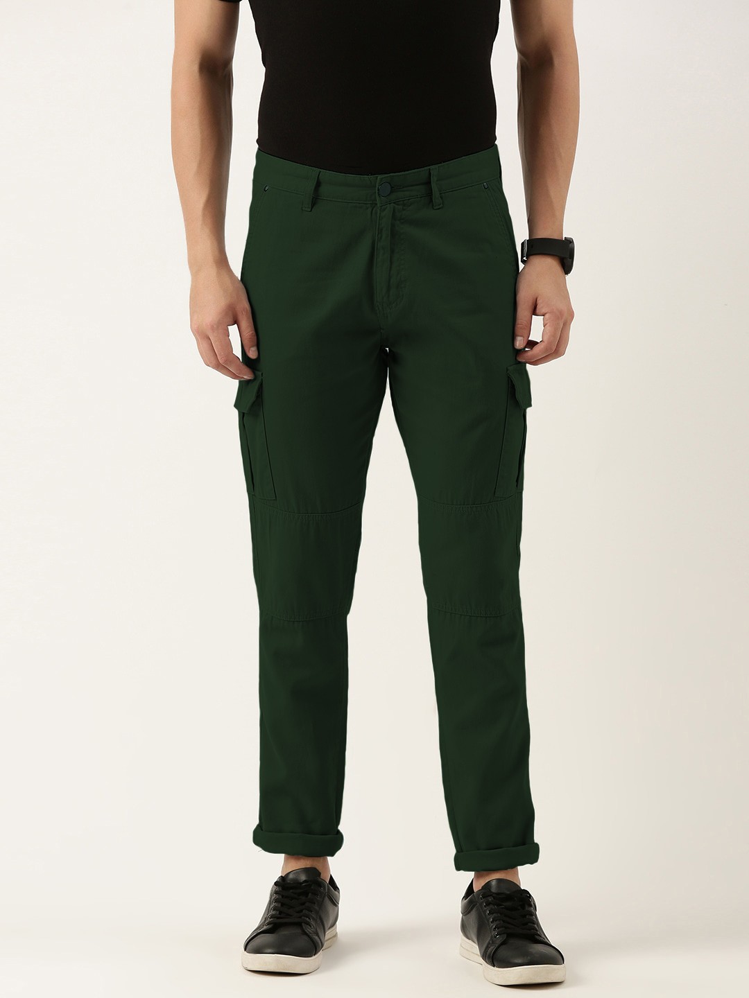 

IVOC Men Slim Fit Pure Cotton Cargos, Green