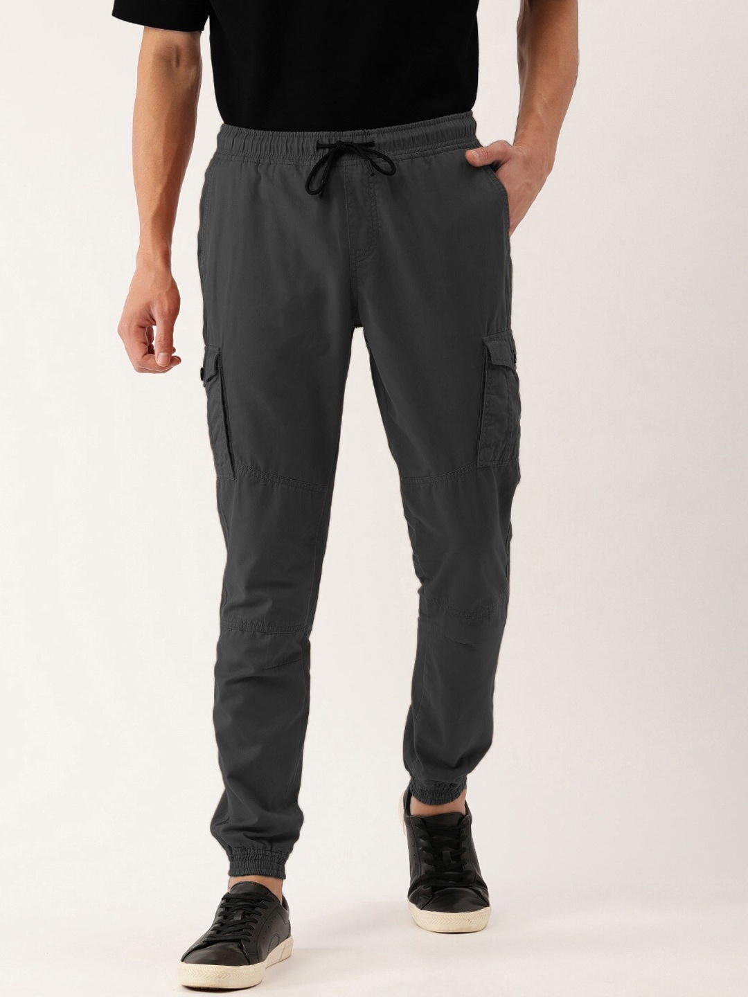 

IVOC Men Regular-Fit Pure Cotton Cargos, Grey
