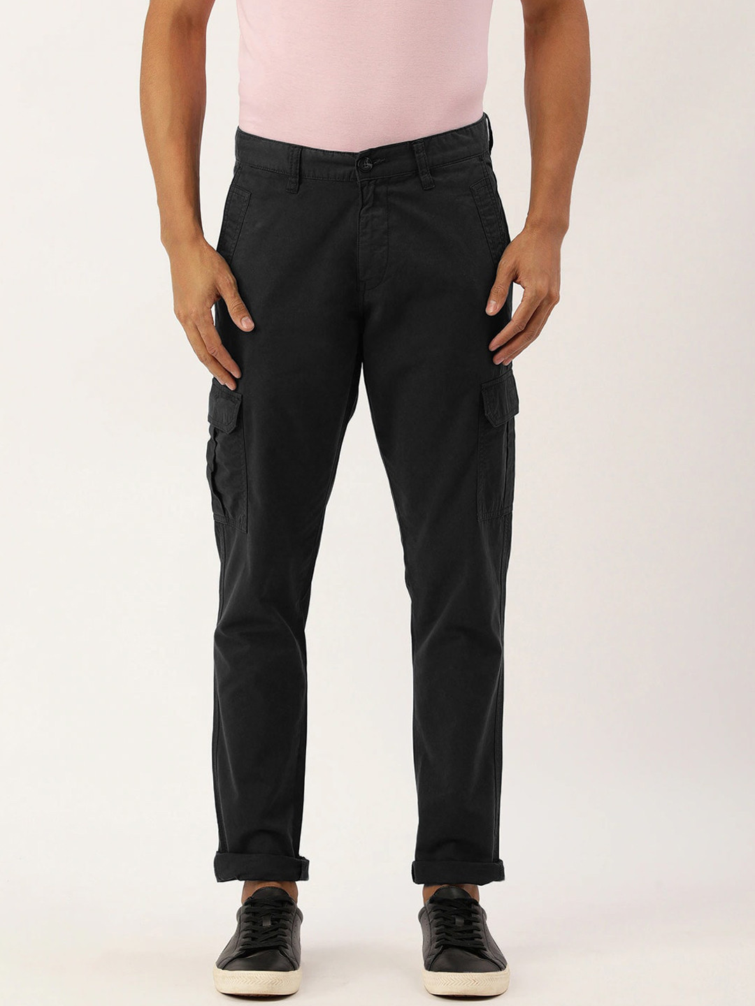 

IVOC Men Slim Fit Pure Cotton Cargos, Grey
