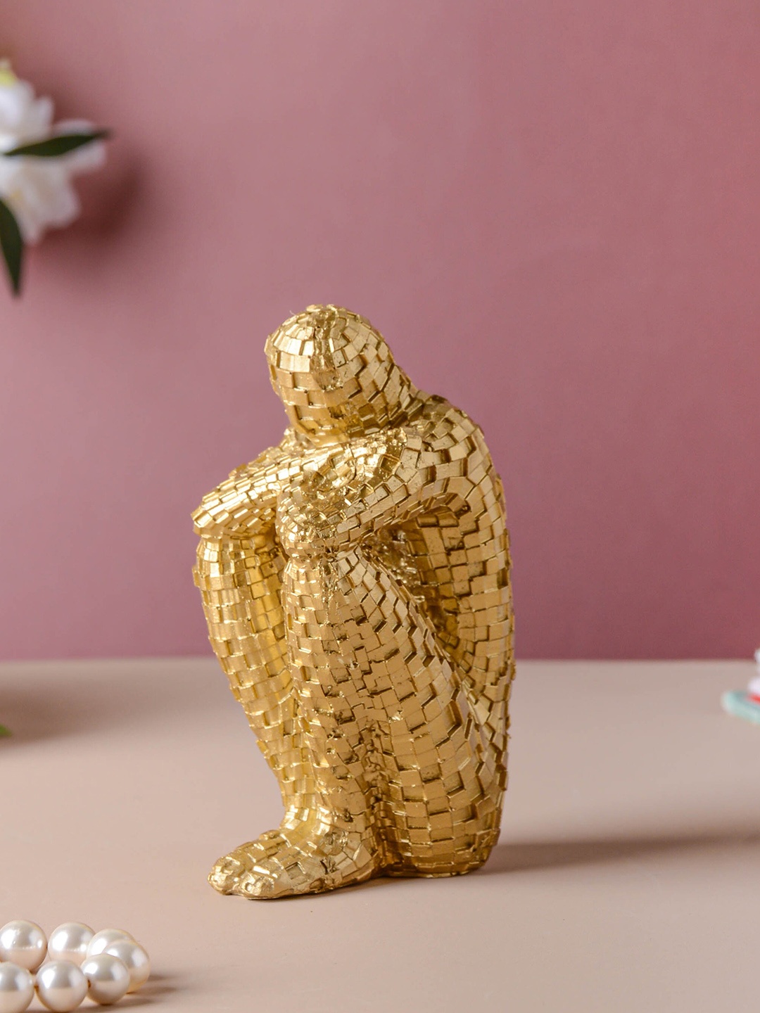 

Nestasia Man Sitting Accent Showpiece, Gold