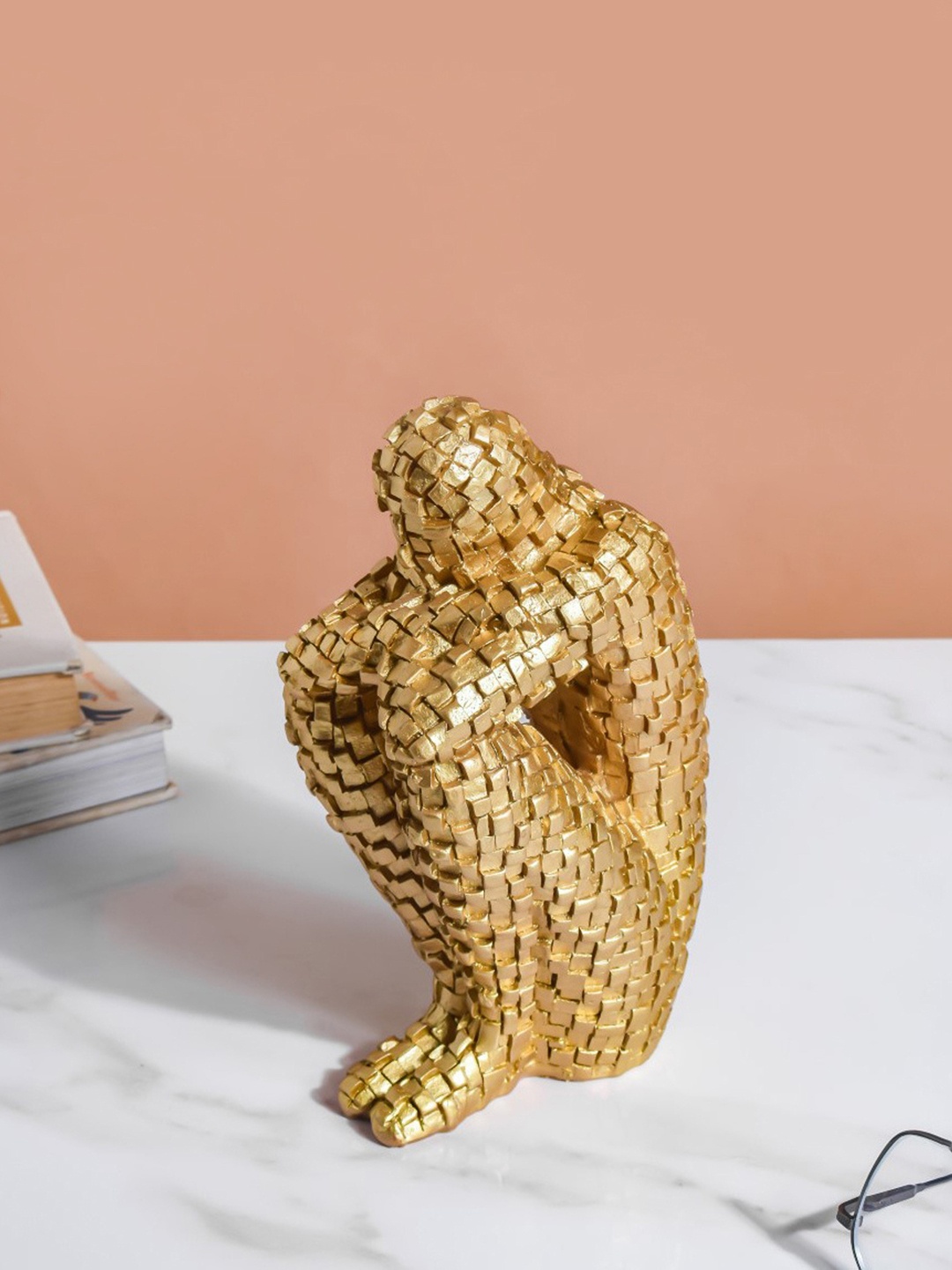 

Nestasia Textured Thinking Man Showpiece, Gold