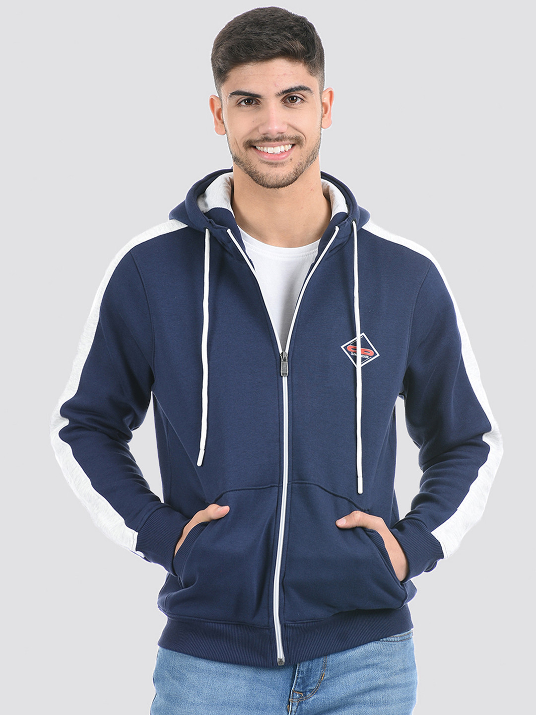 

Cloak & Decker by Monte Carlo Men Hooded Front-Open Cotton Sweatshirt, Navy blue