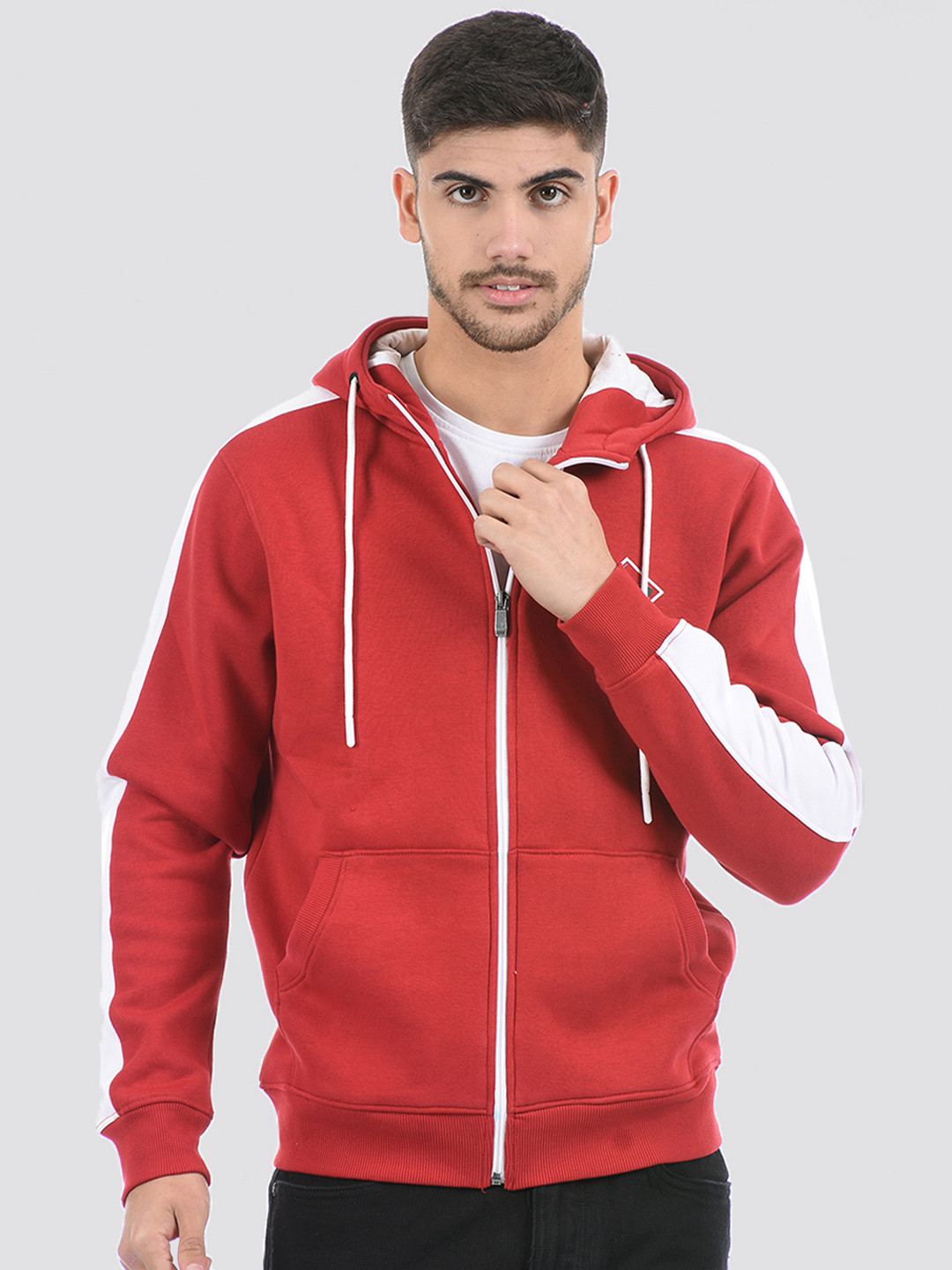 

Cloak & Decker by Monte Carlo Men Printed Cotton Hooded Sweatshirt, Red