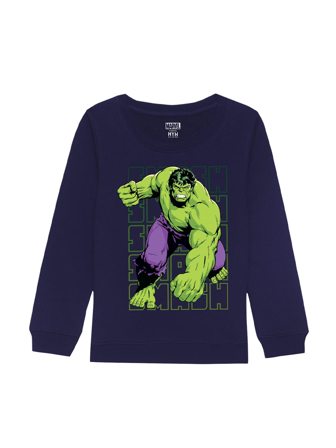 

Marvel by Wear Your Mind Kids Hulk Printed Sweatshirt, Navy blue