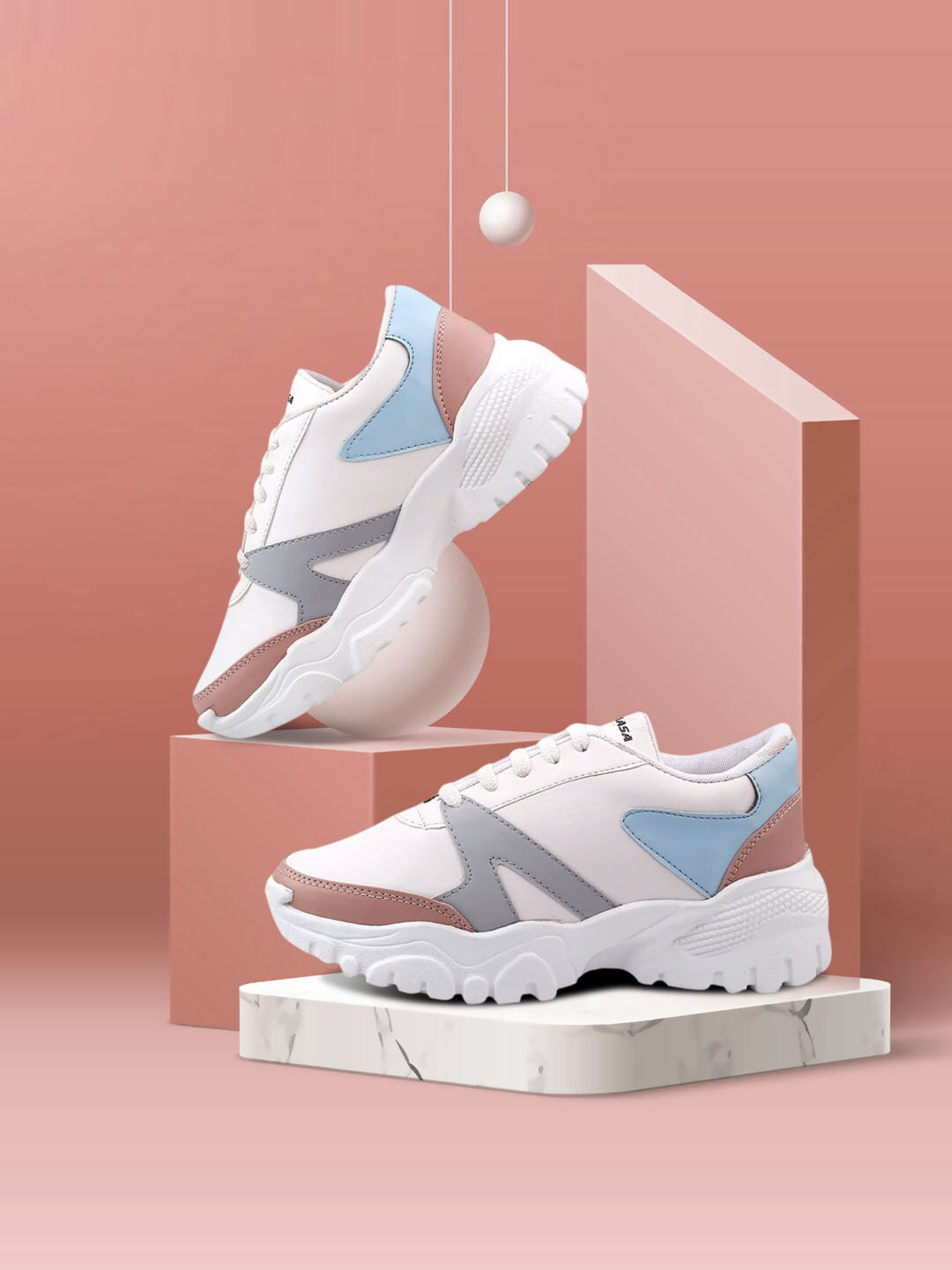 

KRAASA Women Colourblocked Sneakers, White