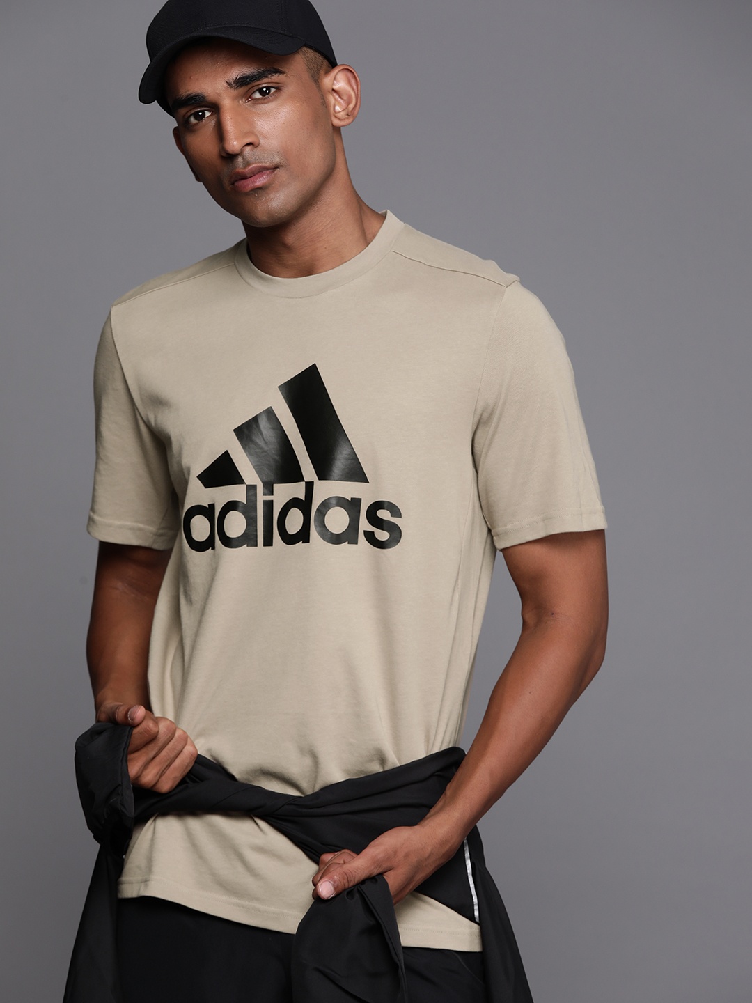 

ADIDAS Men IN Freelift Brand Logo Printed T-shirt, Taupe