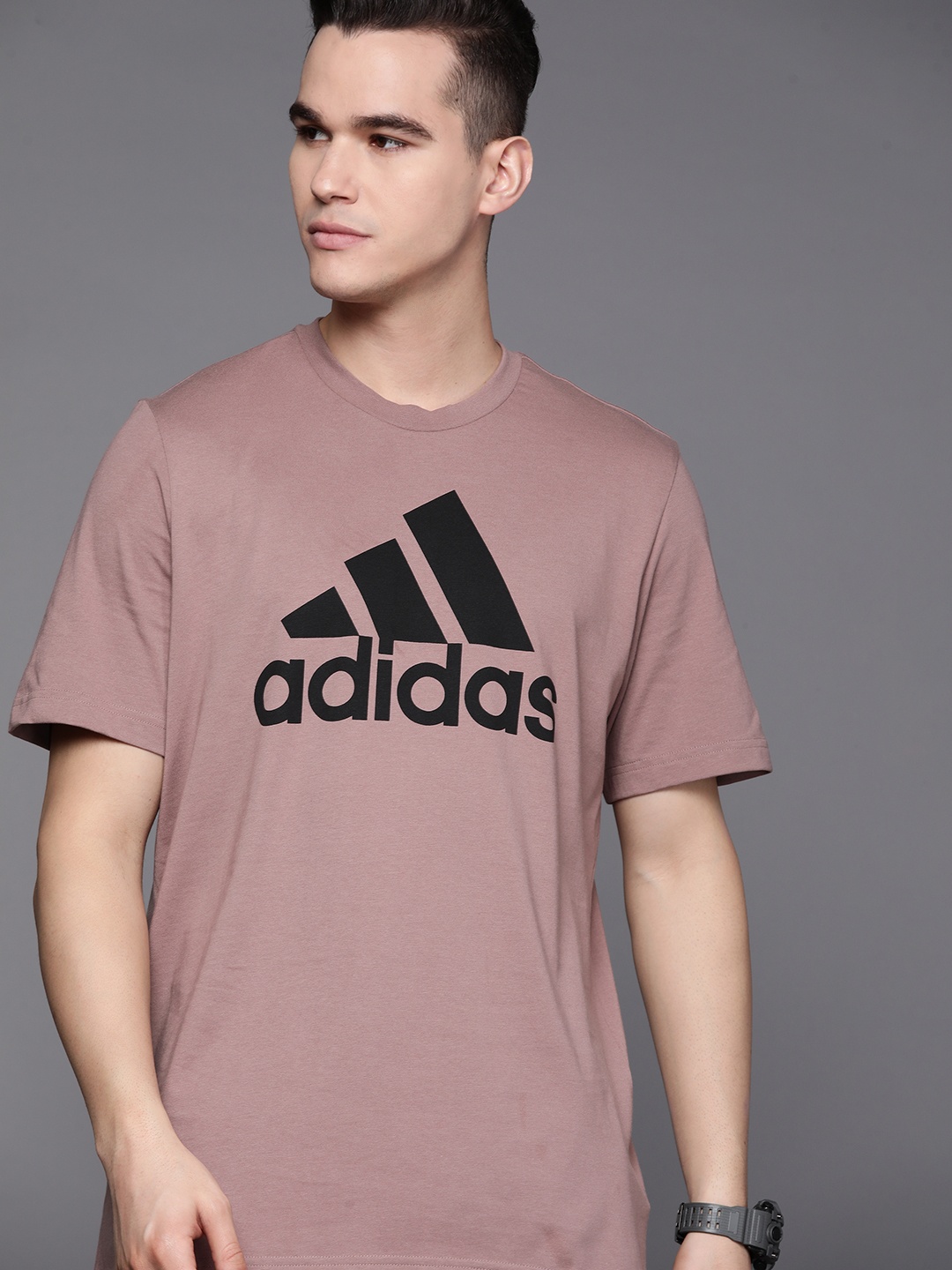 

ADIDAS Sustainable Pure Cotton Brand Logo Printed Casual T-shirt, Mauve