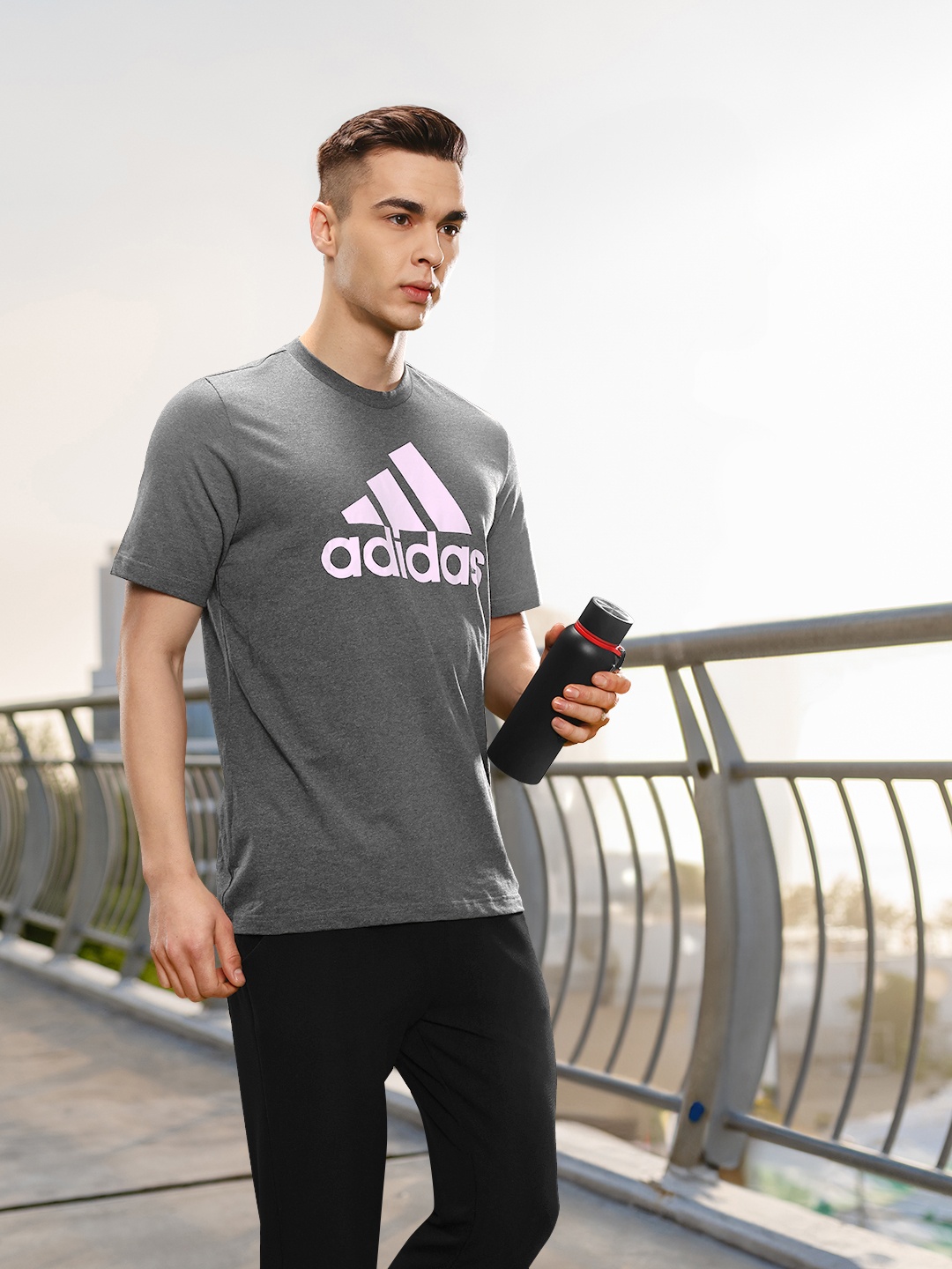 

ADIDAS Pure Cotton Brand Logo T-shirt, Grey