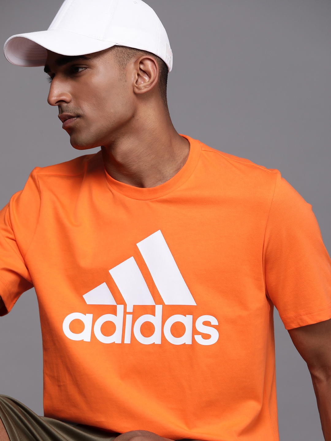 

ADIDAS Men IN Brand Logo Printed Pure Cotton T-shirt, Orange