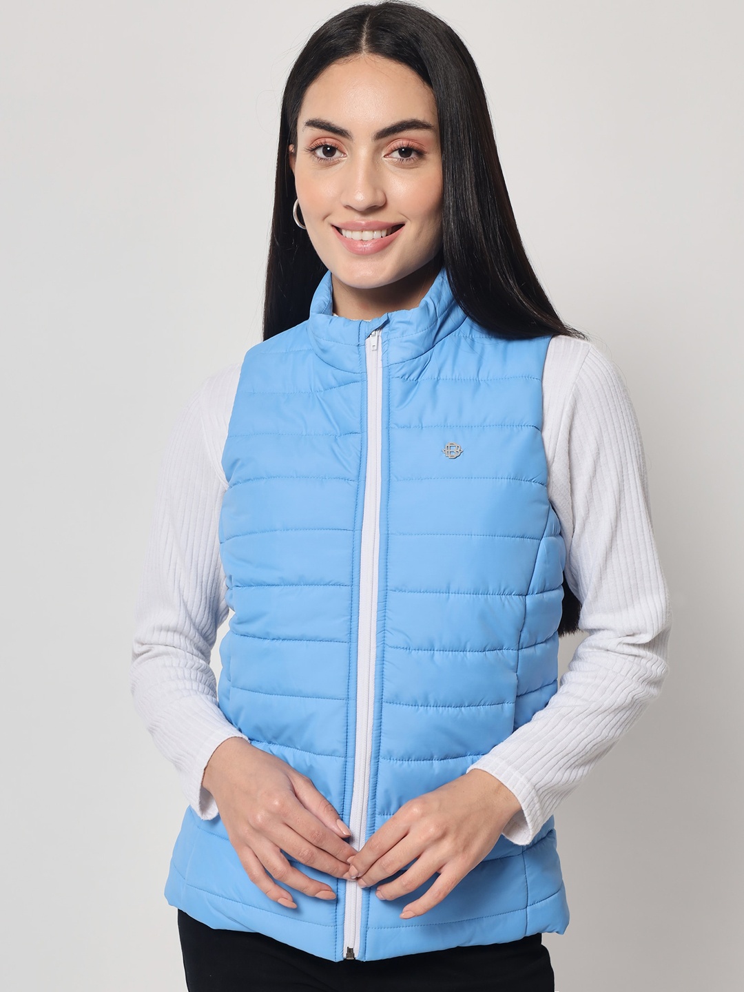 

Beatnik Women Stand Collar Puffer Jacket, Blue