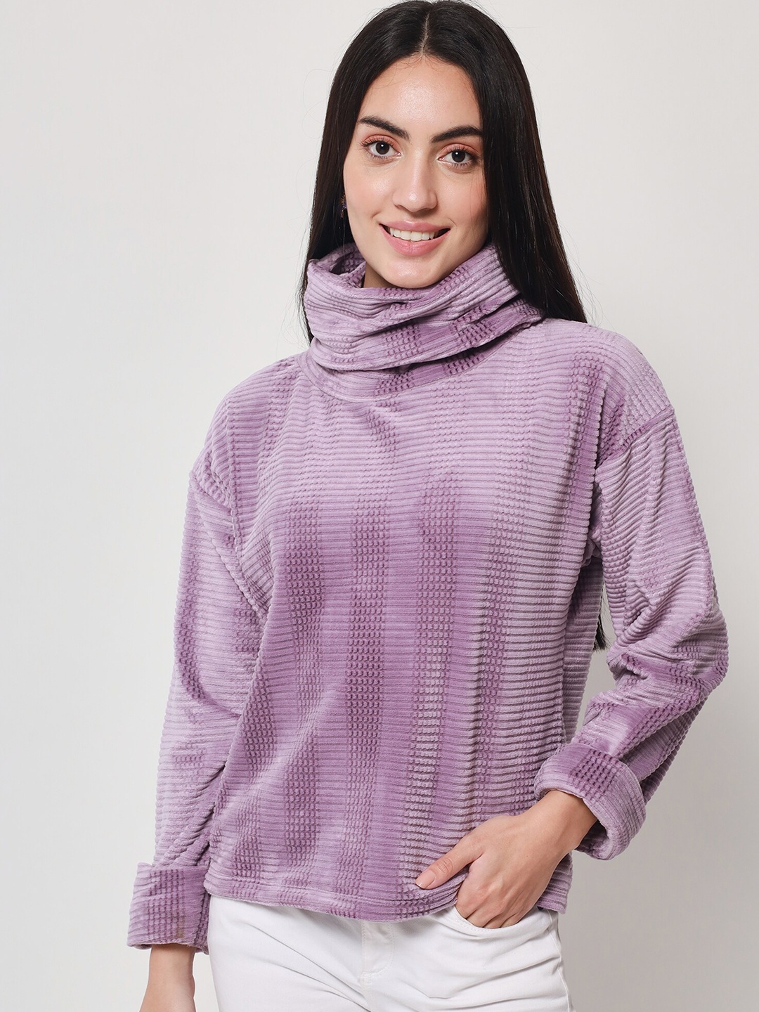 

Beatnik Women Turtle Neck Sweatshirt, Purple