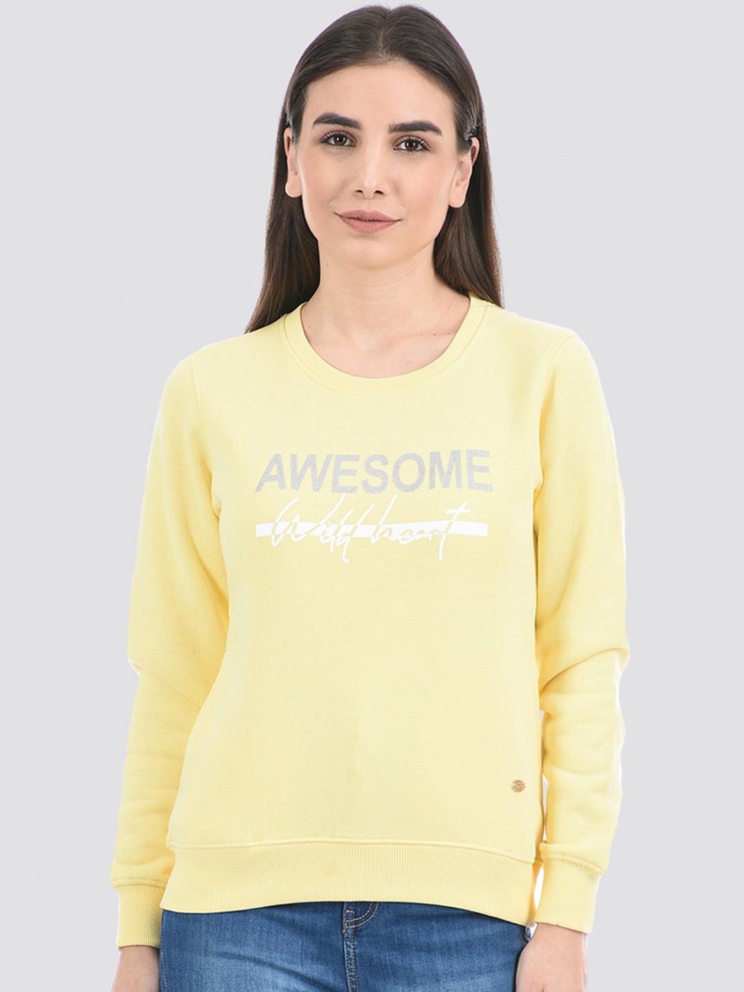 

Cloak & Decker by Monte Carlo Women Yellow Printed Sweatshirt