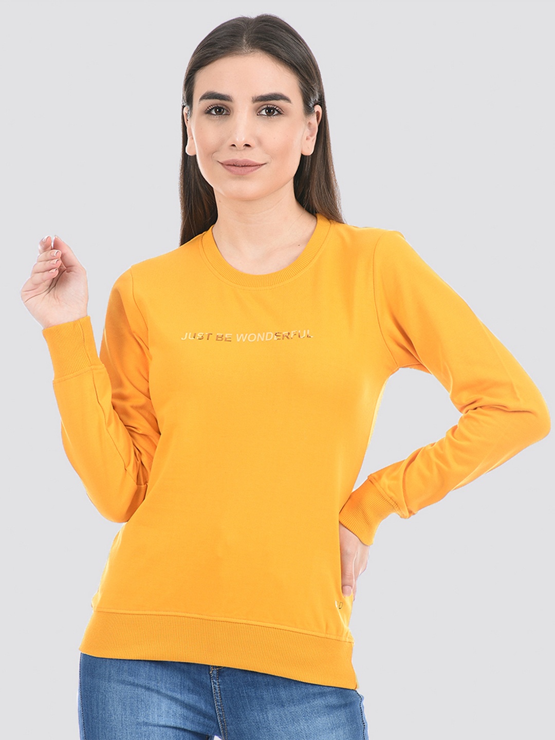 

Cloak & Decker by Monte Carlo Women Printed Cotton Sweatshirt, Yellow