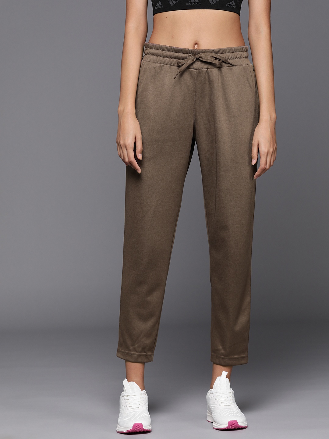 

ADIDAS Women Solid Essential 2.0 Aeroready Training Cropped Track Pants, Brown