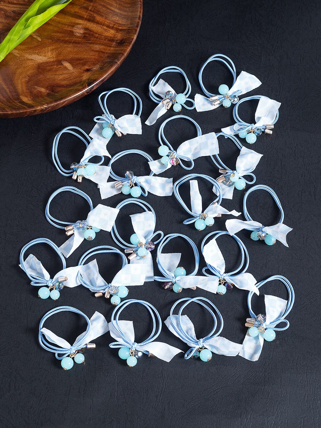 

Golden Peacock Women Set of 20 Ponytail Holders, Blue