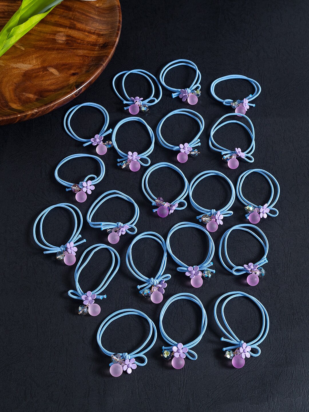 

Golden Peacock Women Set of 20 Ponytail Holders, Blue