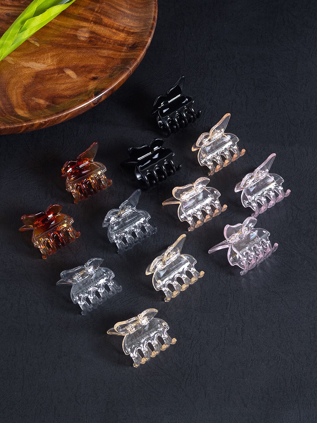 

Golden Peacock Women Set of 12 Spiral Claw Clips, White