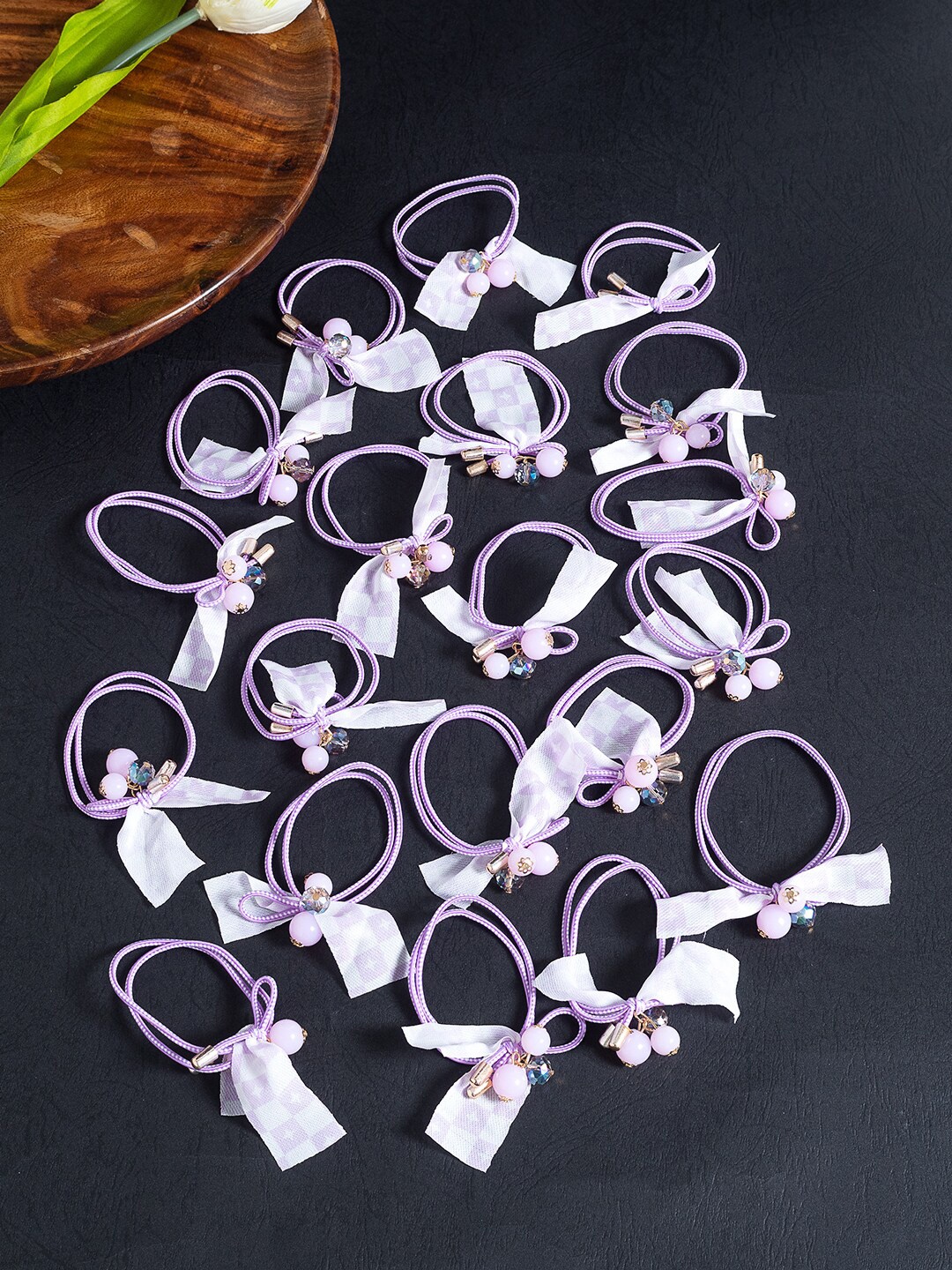 

Golden Peacock Women Set of 20 Ponytail Holders, Purple