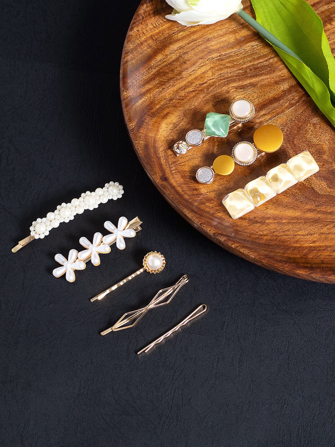 

Golden Peacock Women Set of 8 Embellished Alligator Hair Clips, Gold