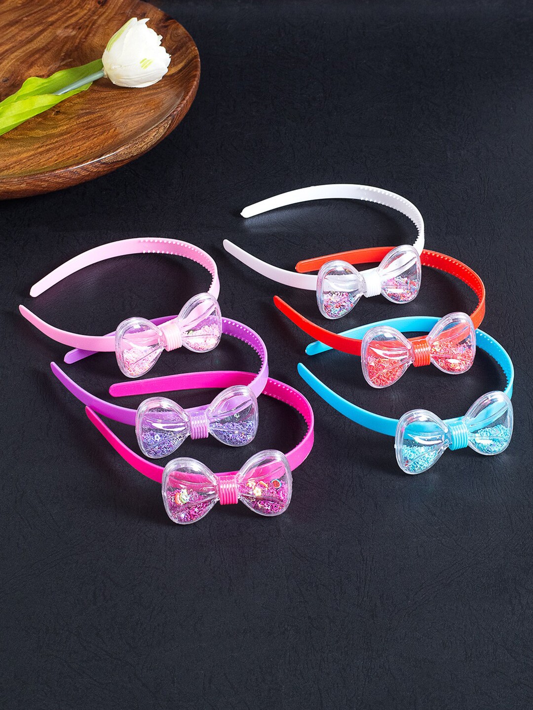 

Golden Peacock Girls Set of 6 Spiral Hairbands, Blue