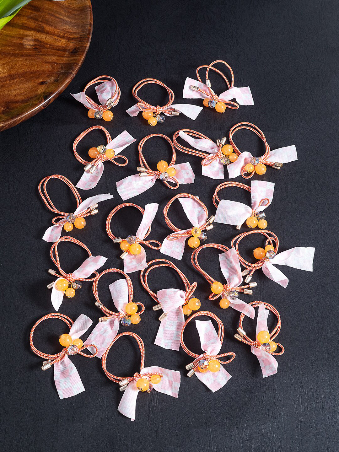 

Golden Peacock Women Set of 20 Ponytail Holders, Orange