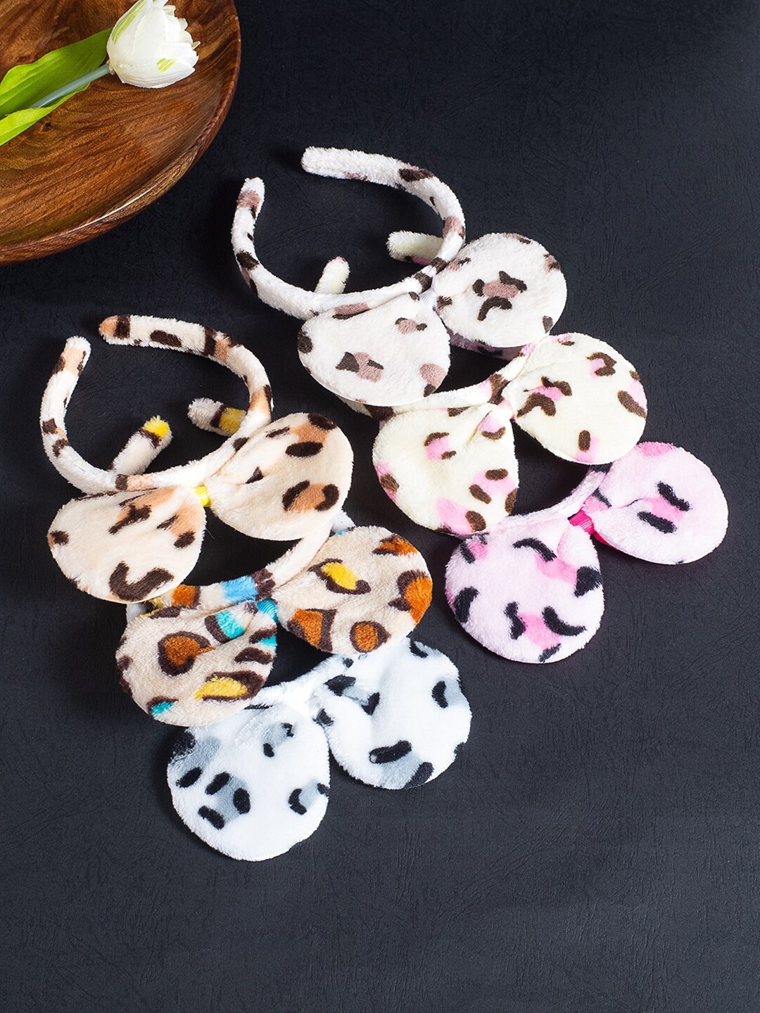 

Golden Peacock Girls Set of 6 Fur Hairband, White