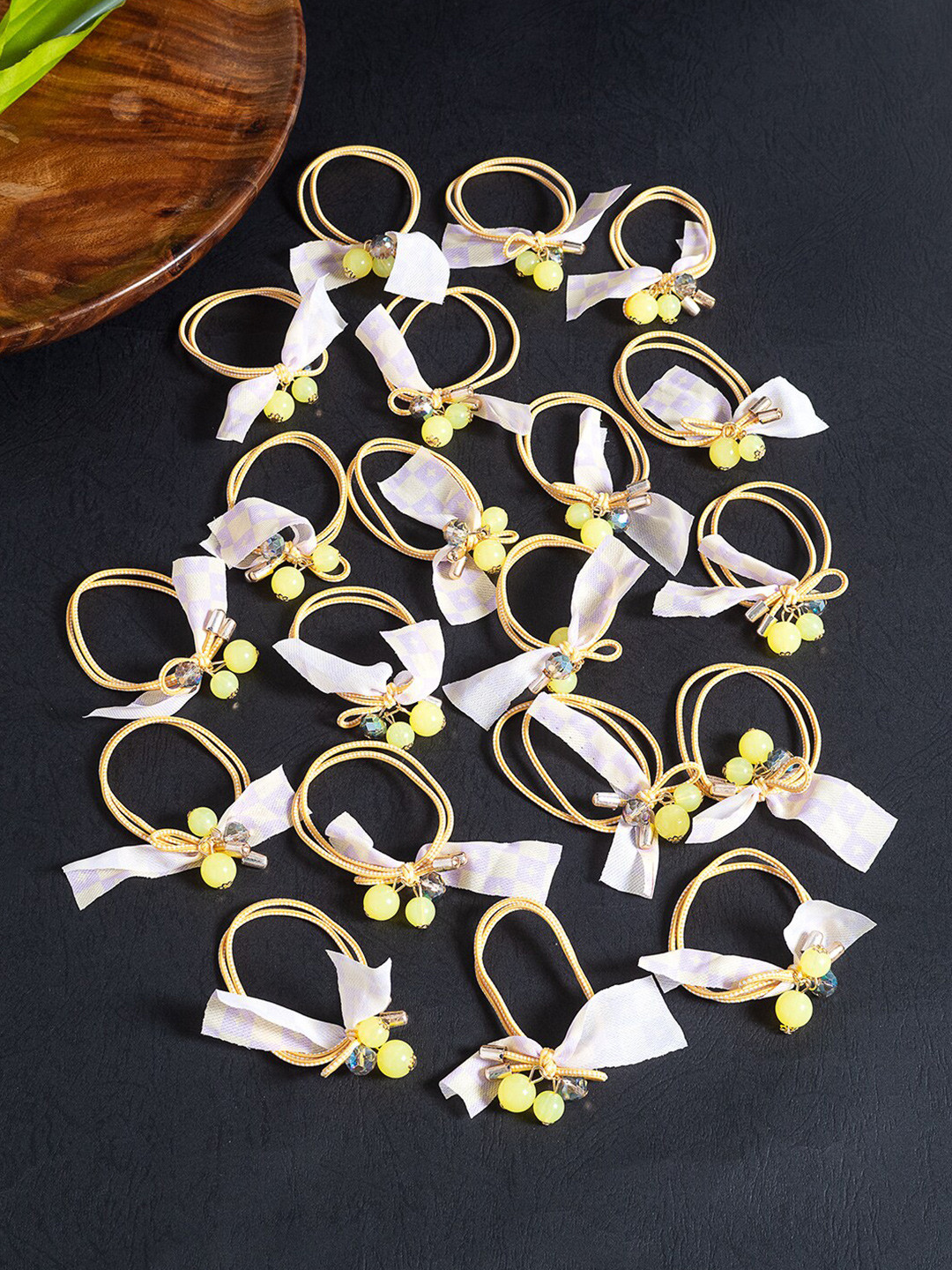 

Golden Peacock Women Set Of 20 Ponytail Holders, Yellow