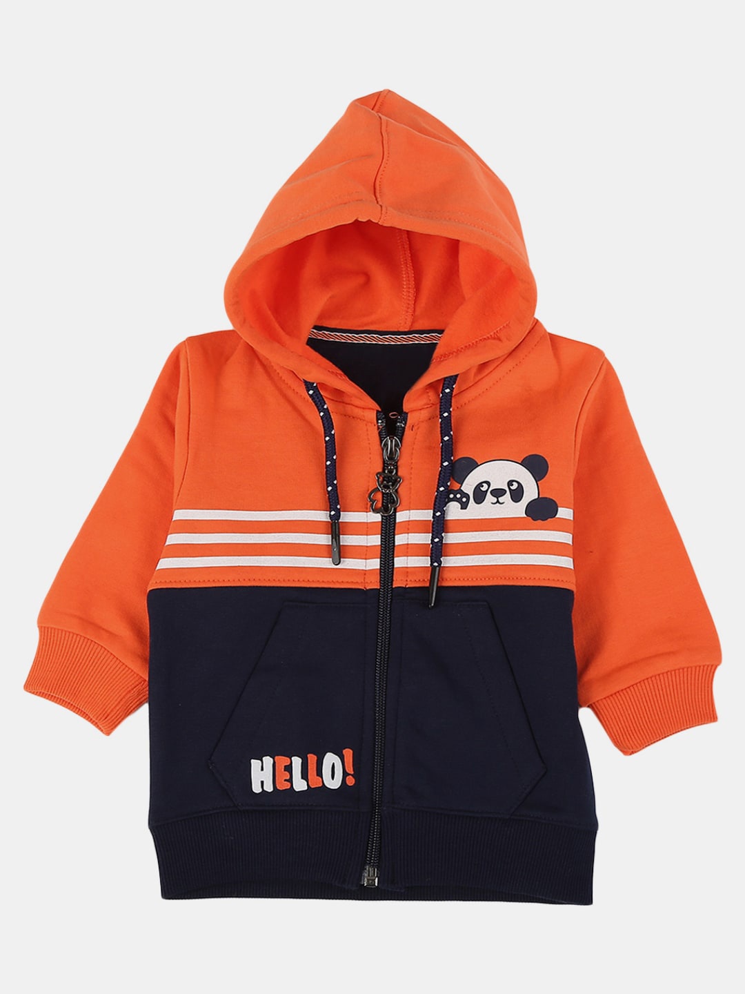 

V-Mart Kids Colourblocked Hooded Fleece Sweatshirt, Orange