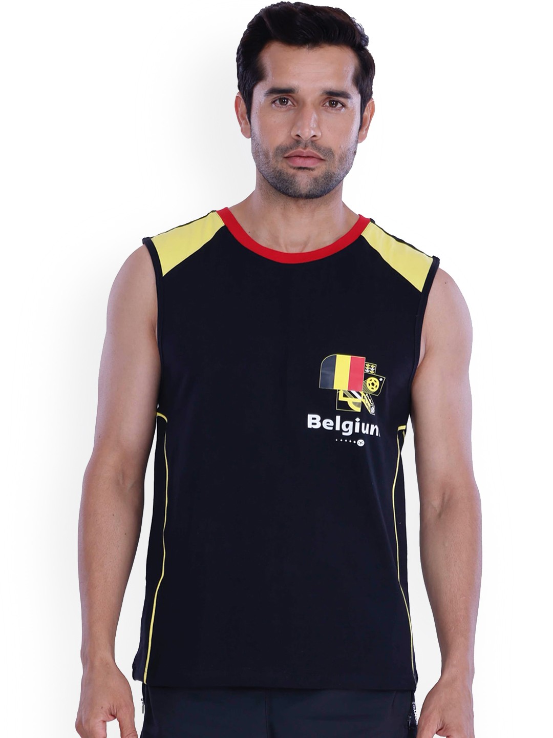 

FREECULTR Men FIFA World Cup Qatar 2022 Printed Cotton Active Tank Innerwear Vests, Black