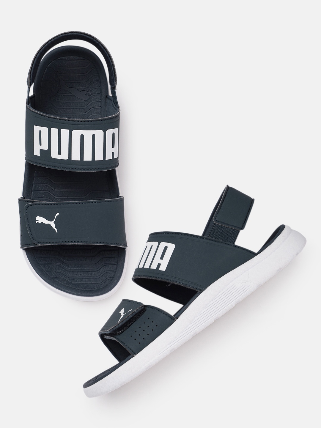 

Puma Unisex Brand Logo Print Backstrap Comfort Sandals, Navy blue