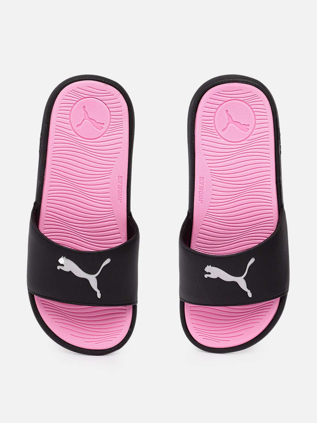 

Puma Unisex Black & Pink Cool Cat 2.0 Printed Sliders