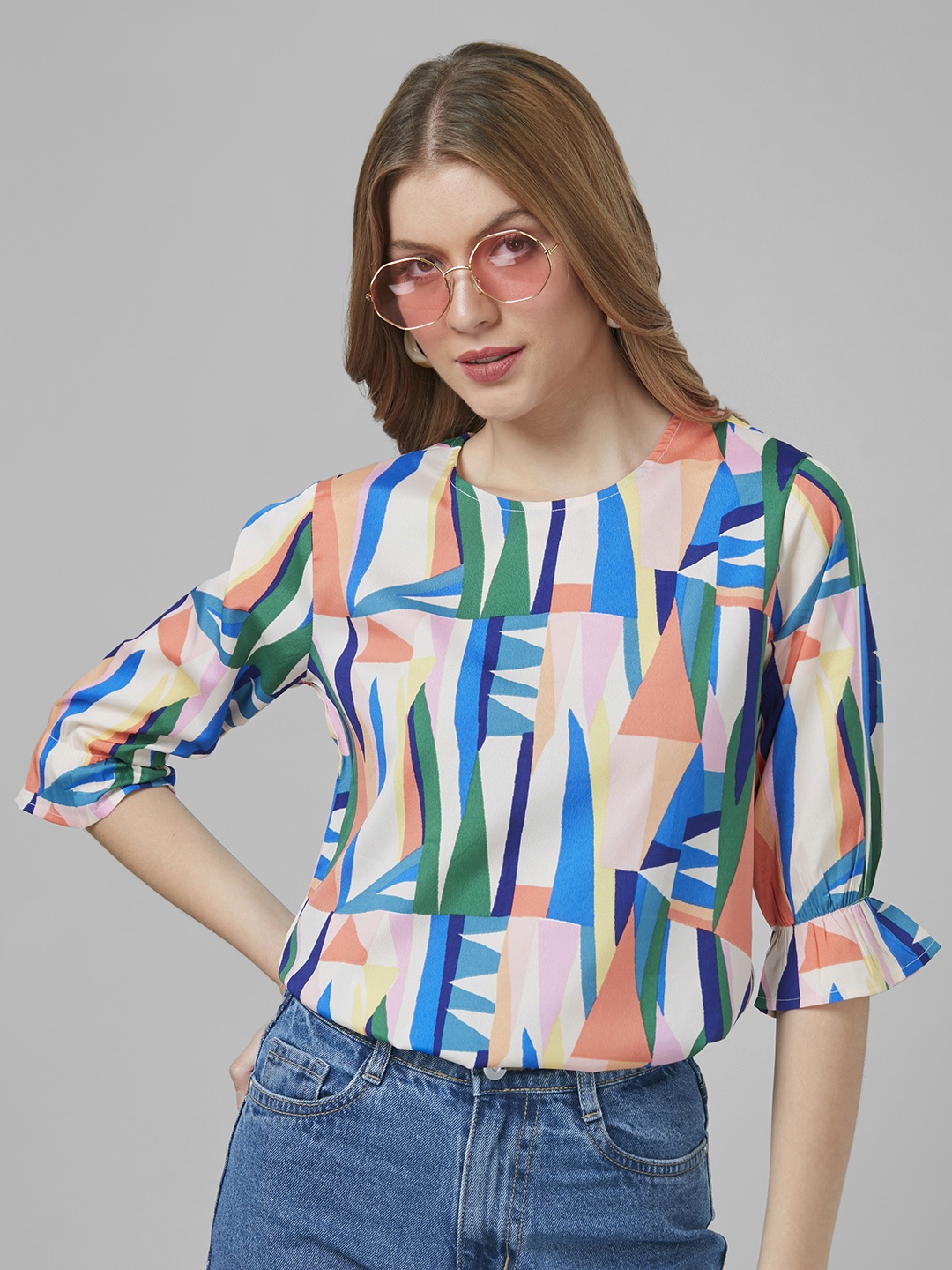 

Style Quotient Geometric Print Top, Peach