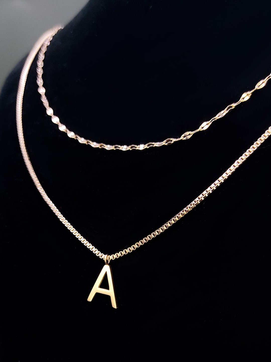

Saizen A Letter Rose Gold-Plated Layered Necklace