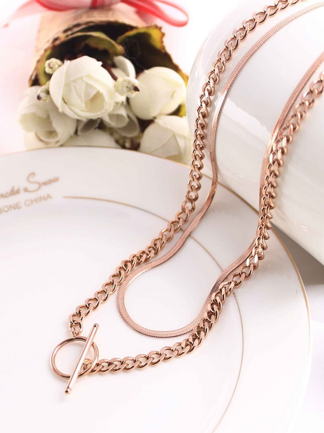 

Saizen Rose Gold-Plated Layered Necklace