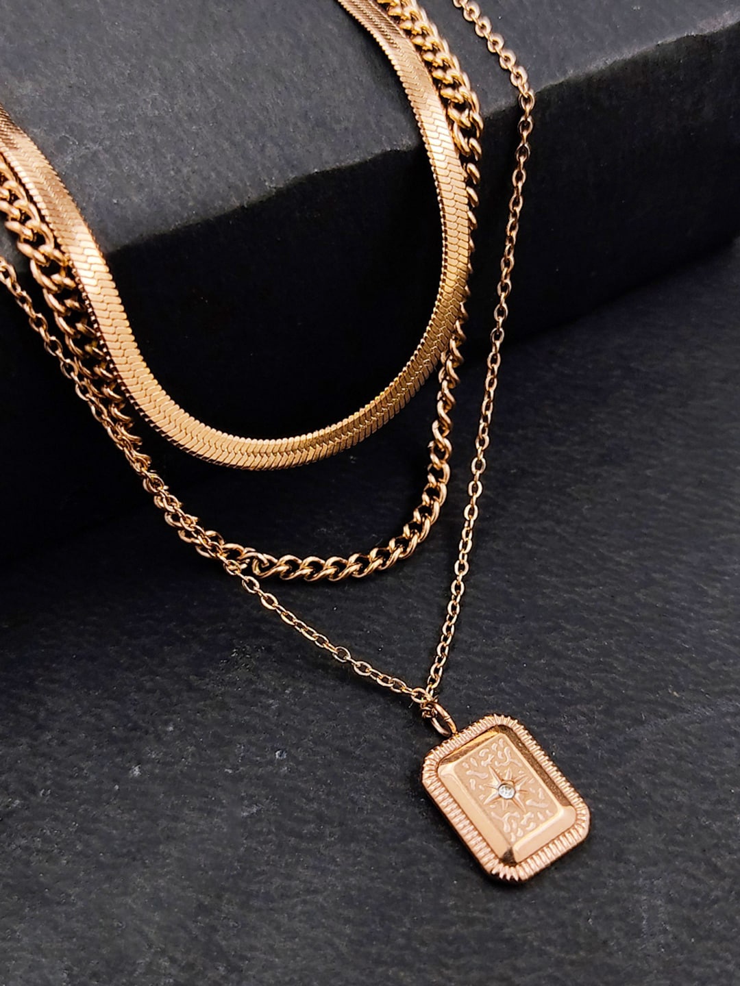 

Saizen Rose Gold Rose Gold-Plated Layered Necklace