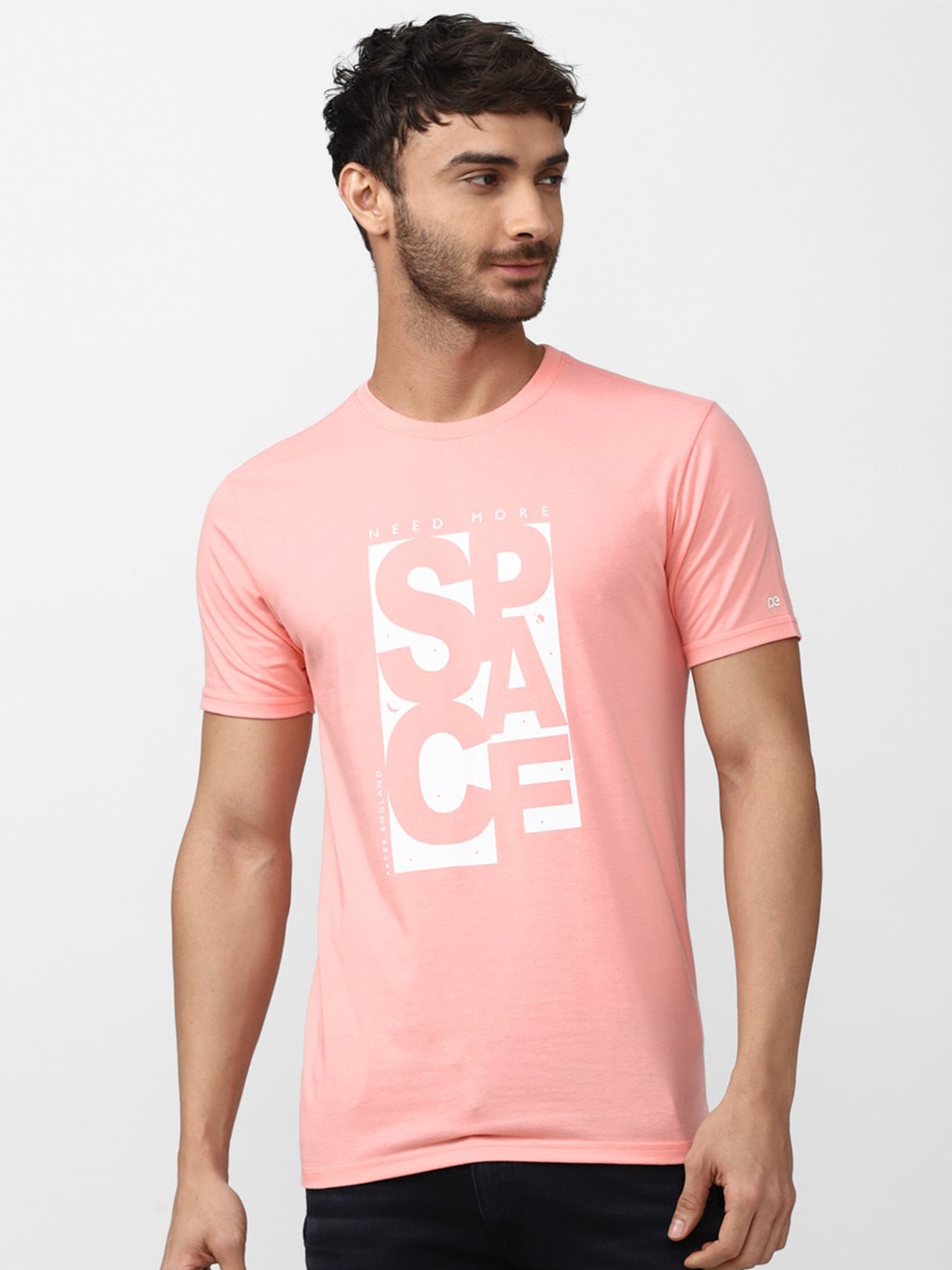 

Peter England Casuals Men Typography Printed Slim Fit T-shirt, Pink