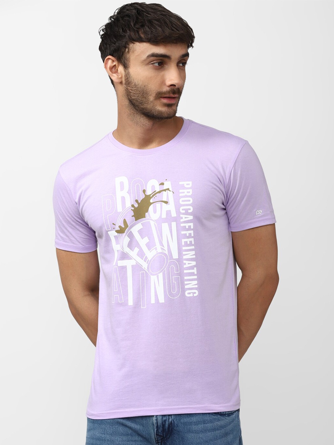 

Peter England Casuals Men Typography Printed Slim Fit T-shirt, Purple