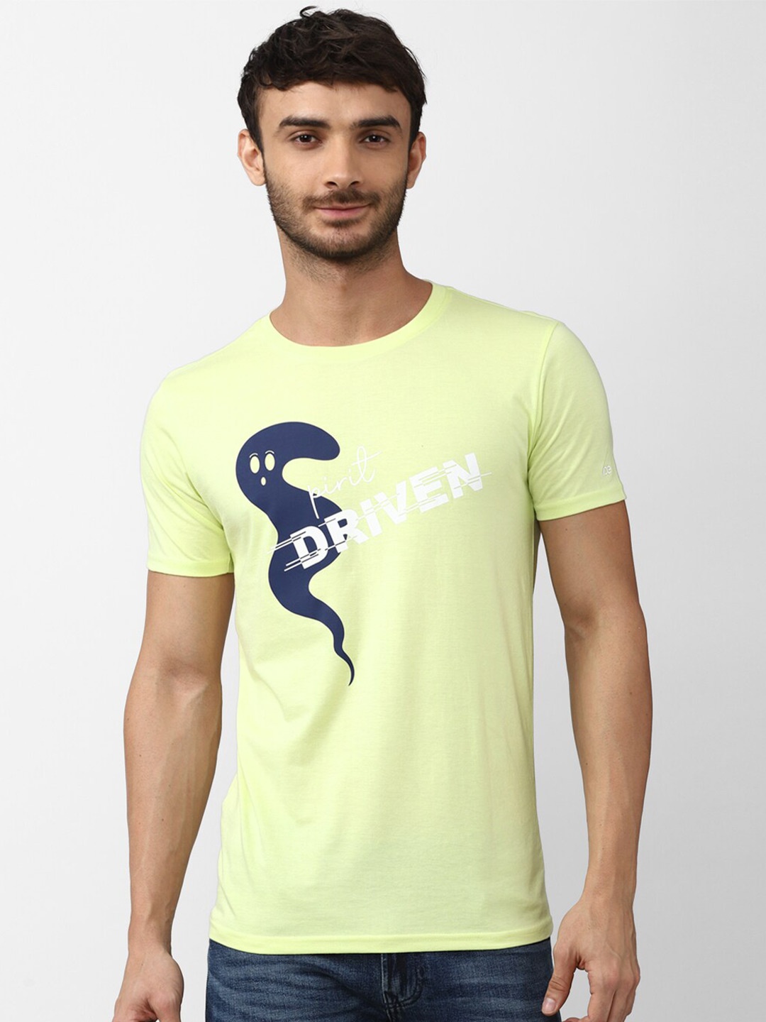 

Peter England Casuals Men Typography Printed Slim Fit T-shirt, Green