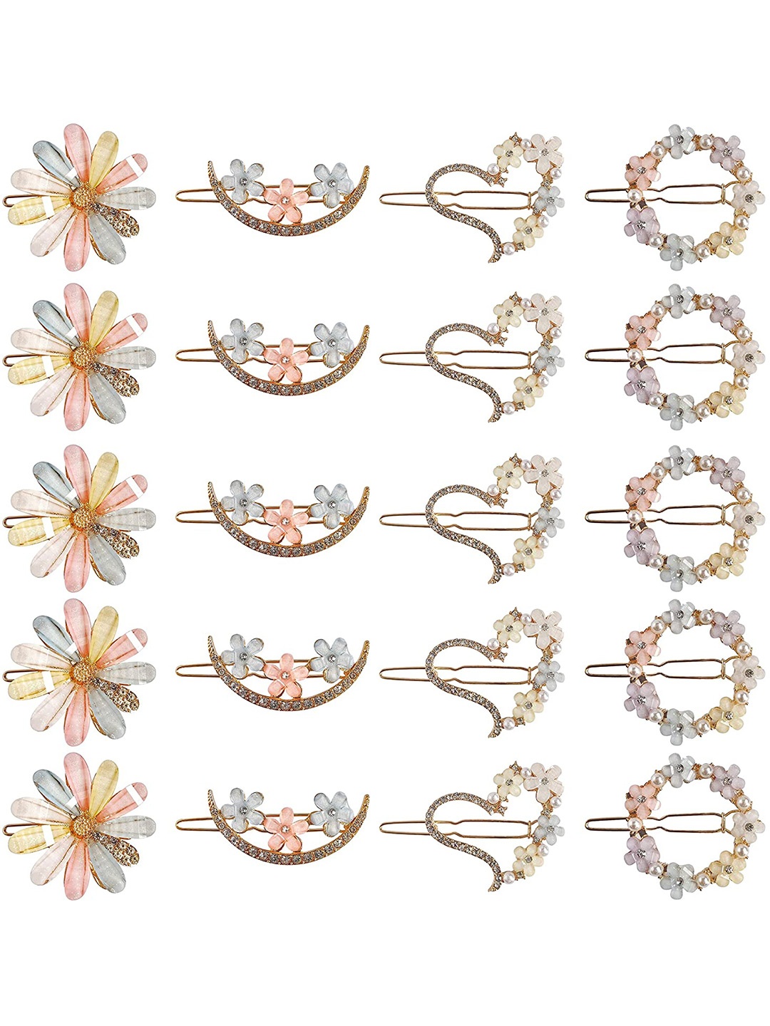 

ANNA CREATIONS Women Set of 20 Gold-Toned & Blue Alligator Hair Clip