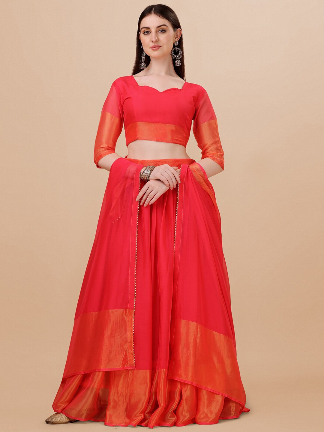 

PMD Fashion Ikat Semi-Stitched Lehenga Choli With Dupatta, Pink