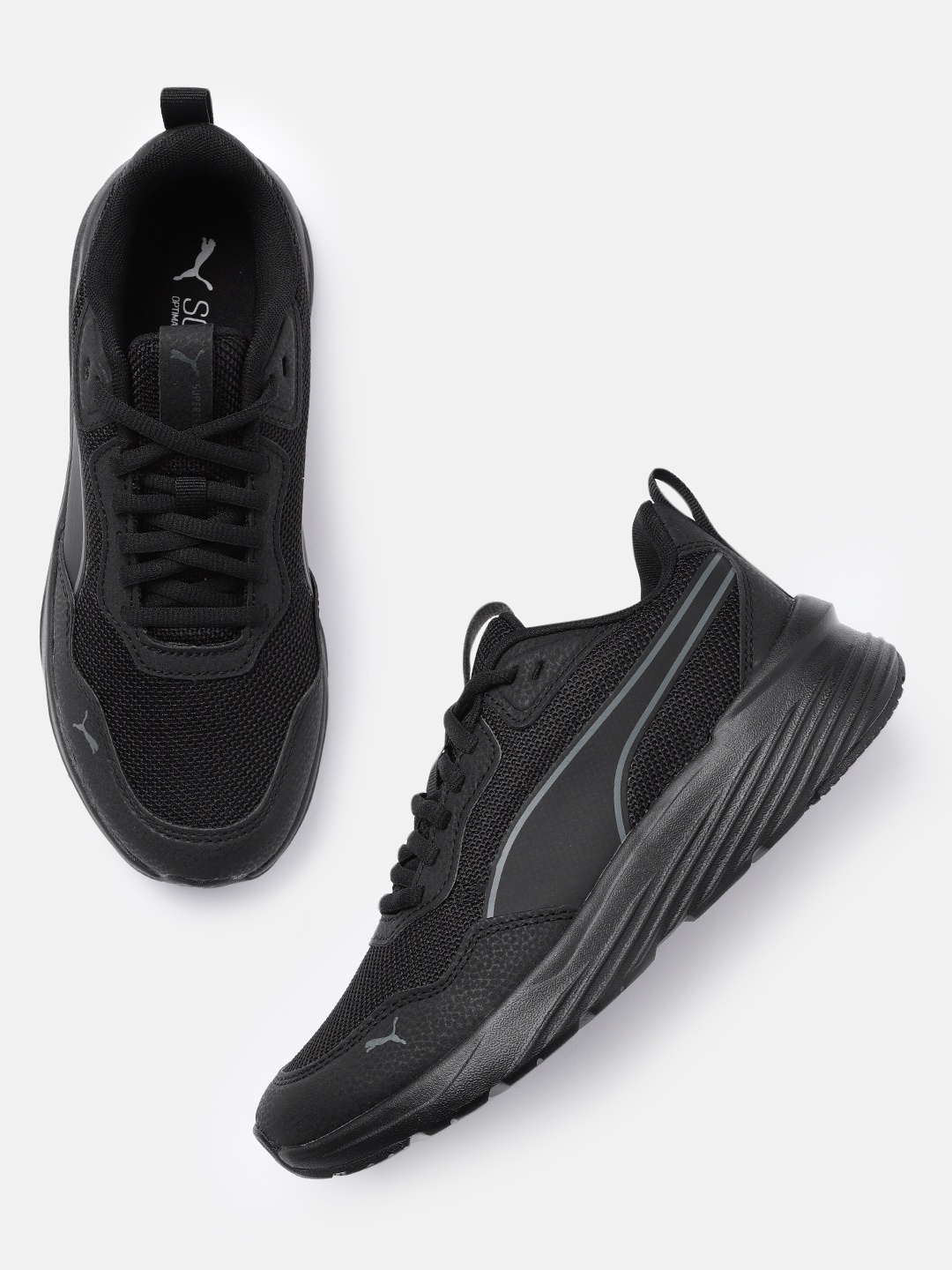 

Puma Unisex Solid Supertec Zero Regular Sneakers, Black
