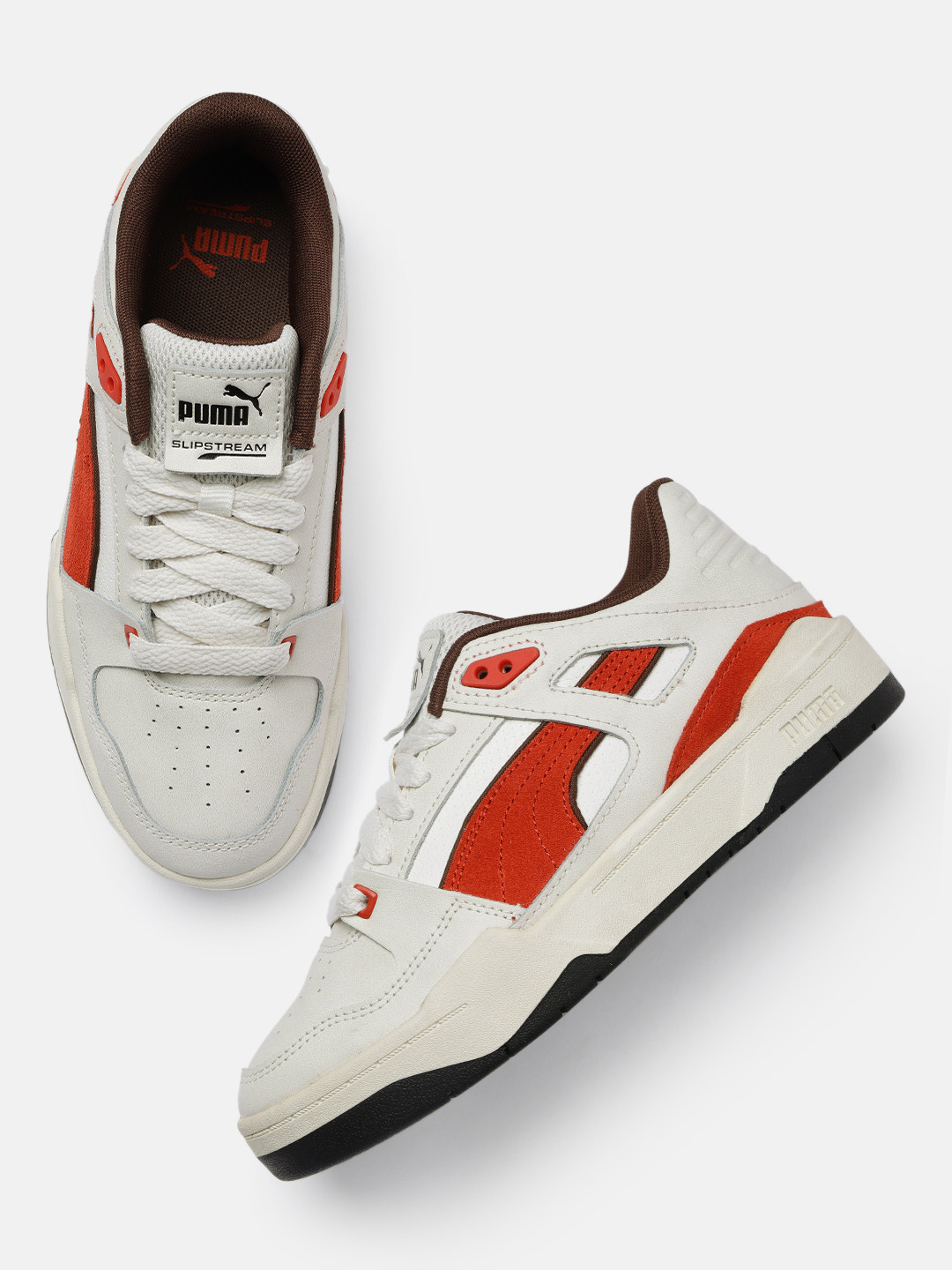 

Puma Unisex Perforated Leather Sneakers, Off white